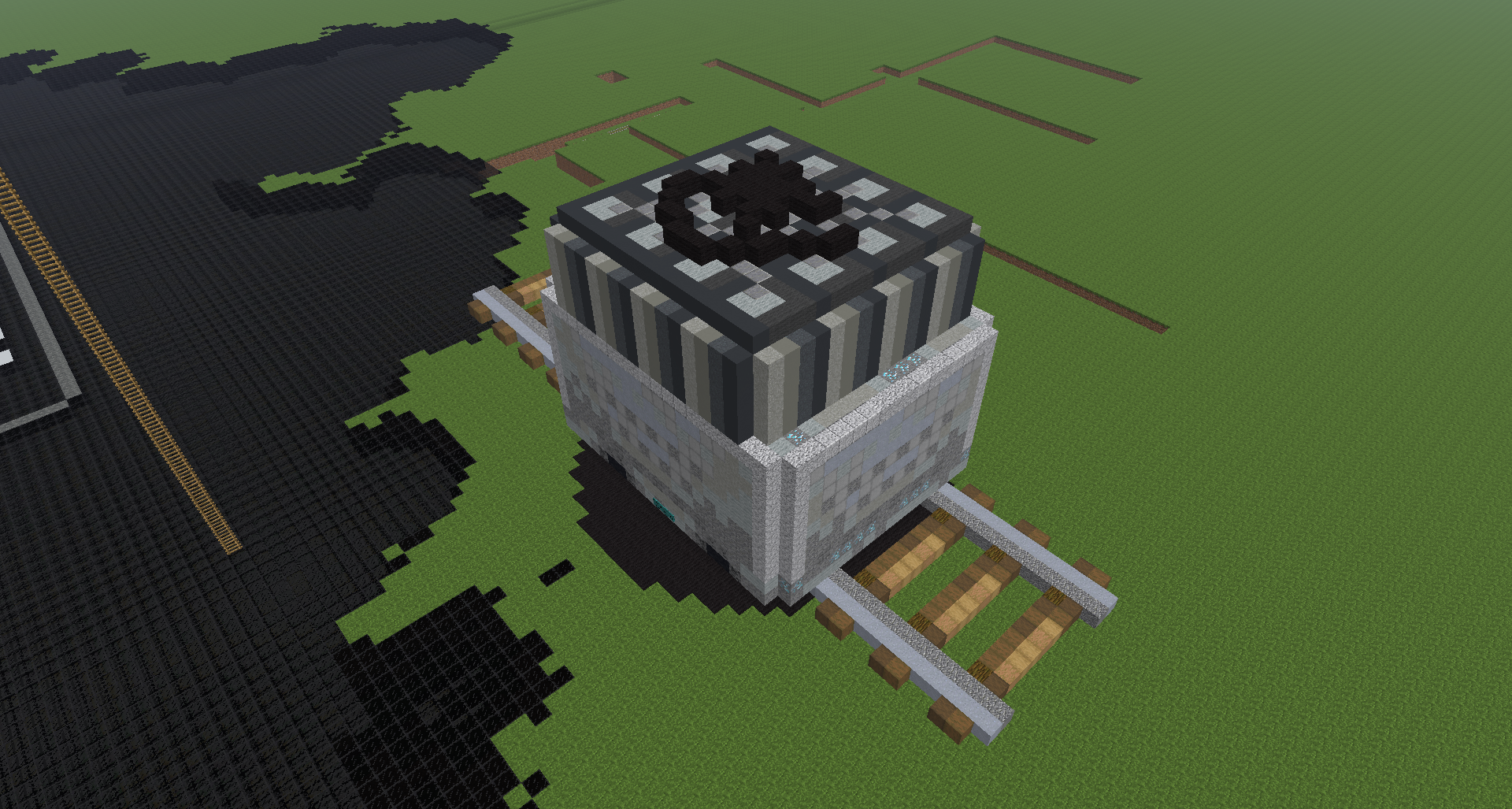 A minecart full of TNT. approximately 1,000 of these were spawned that night. TNT built by system128.