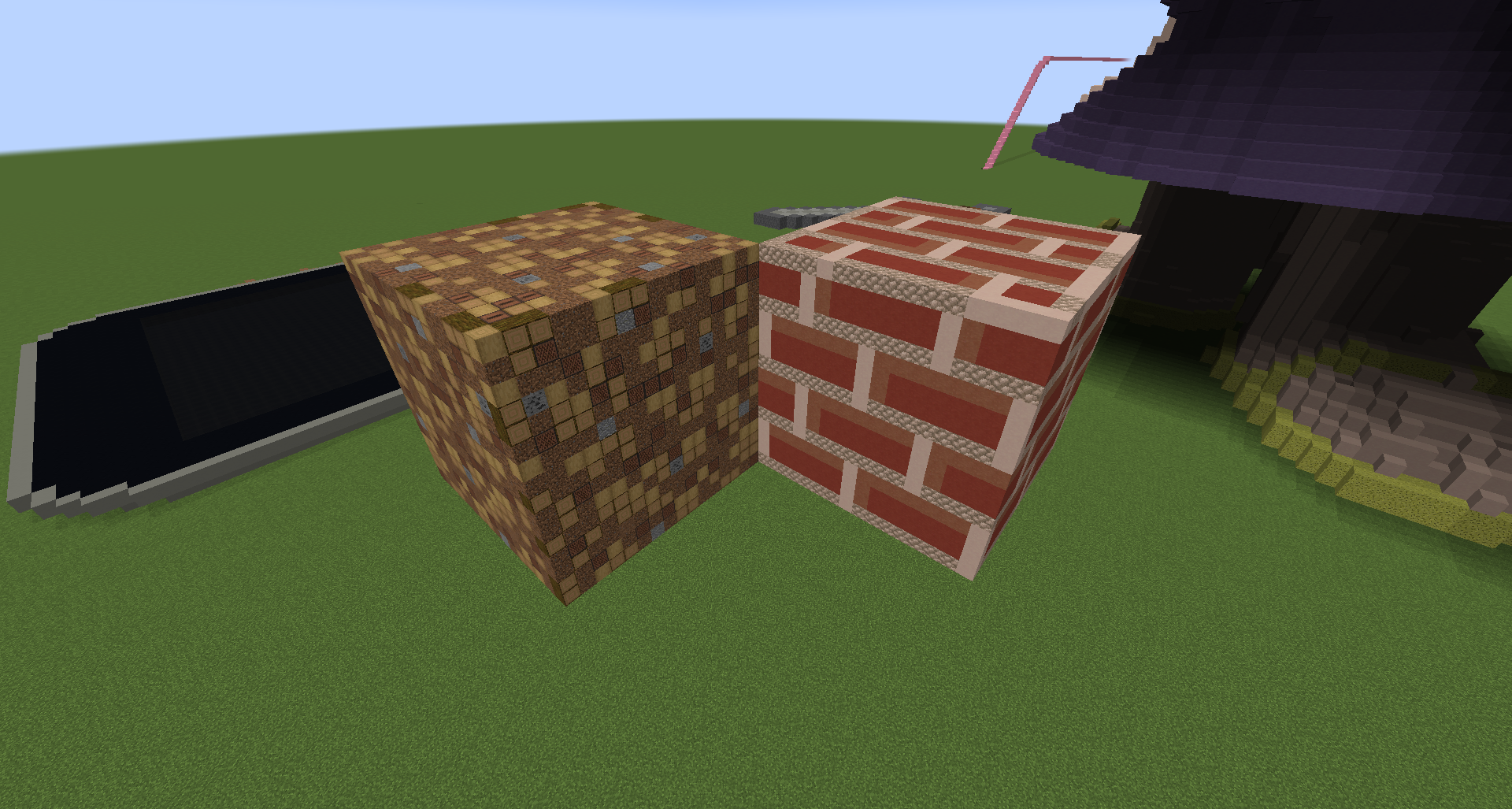 Scaled bricks up-close.