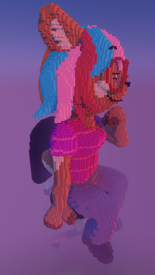 Sildur's shaders, Partial left angle, revealing the back of the chair and tail.