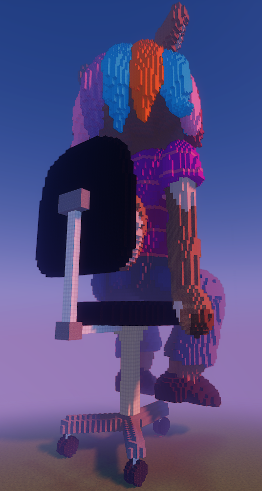 Sildur's shaders, Back 3/4 right angle, revealing the back of the chair.