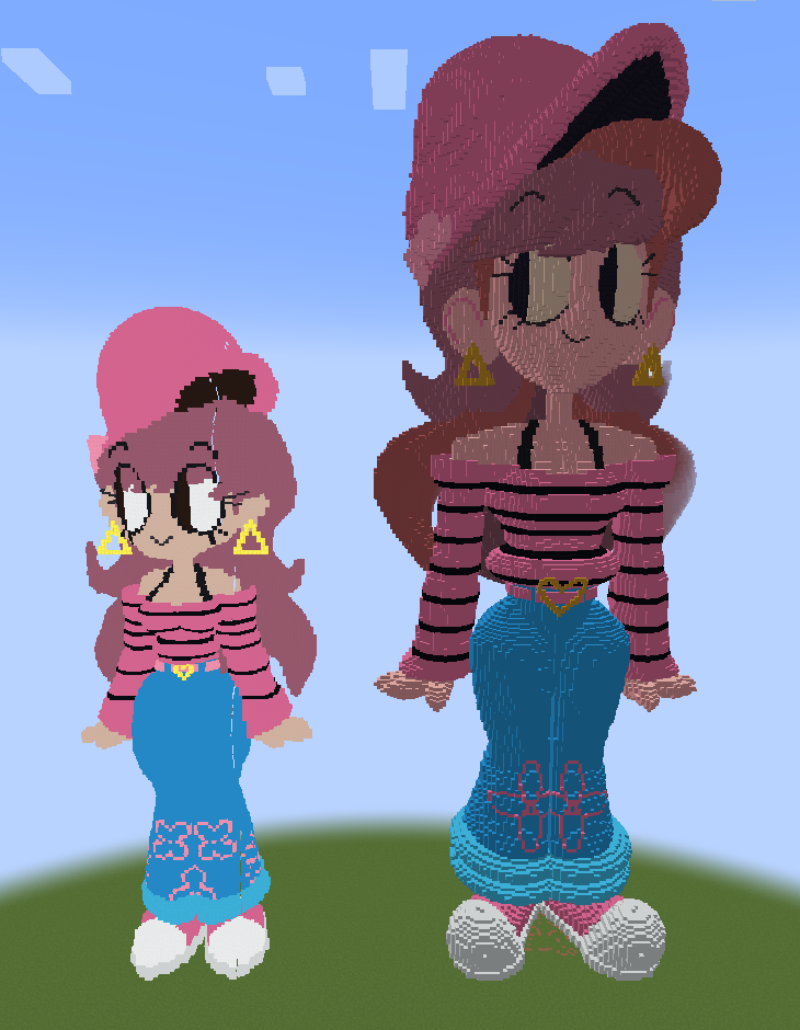 Size comparison between previous version and 2x scale version. (Visualization done with Litematica mod)