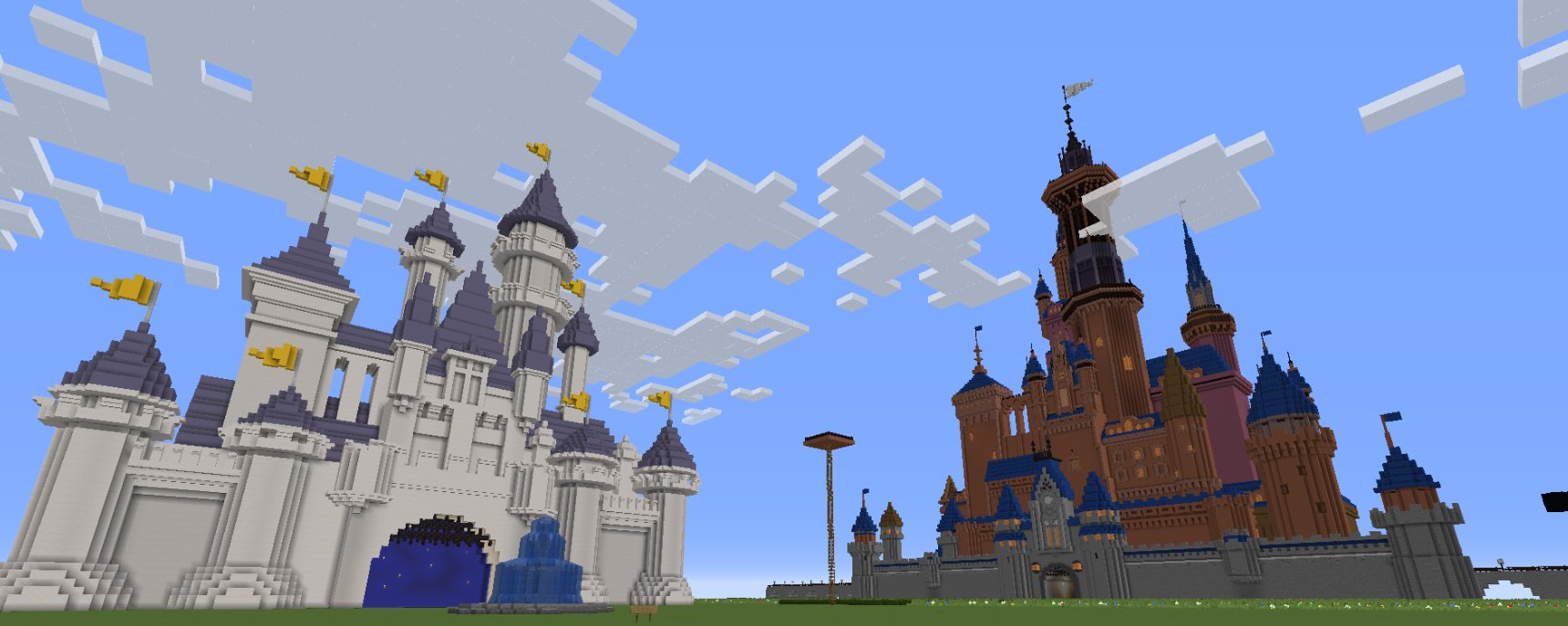 Two different variations of the castle, neighboring each other.