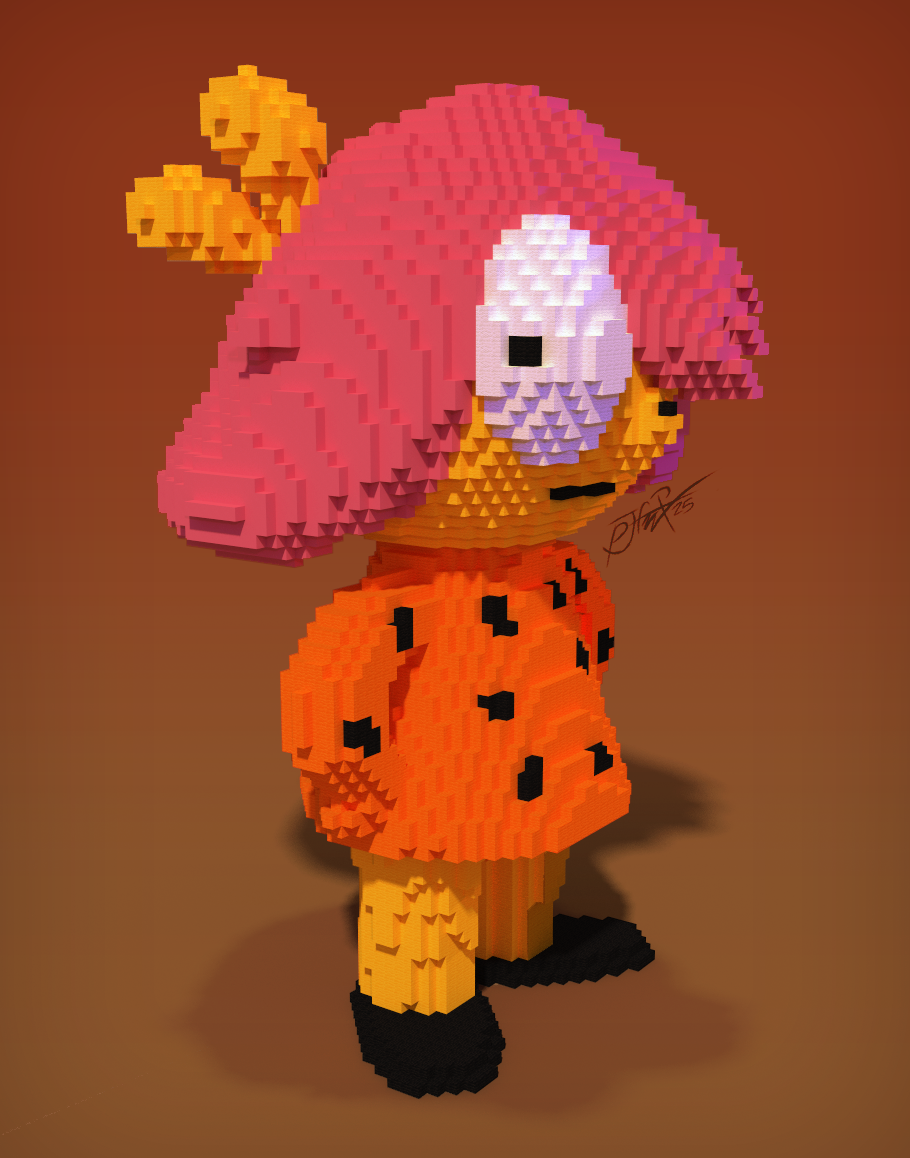 Composited Chunky render, slight left angle from above.