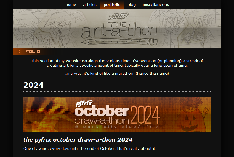 Section page for the “art-a-thon” gallery