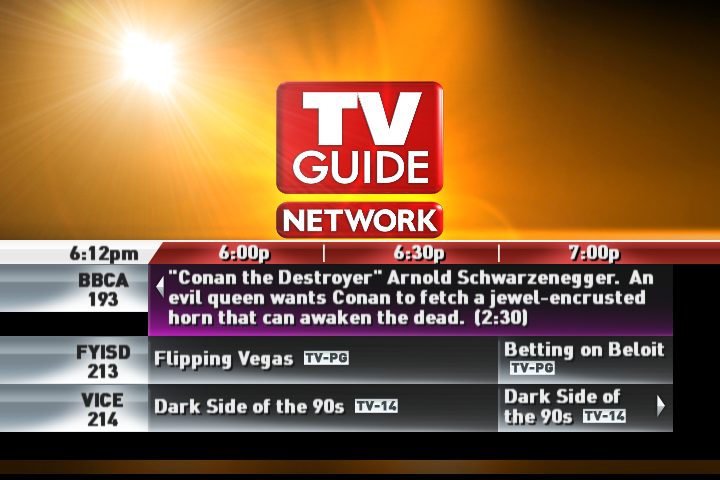 Emulated screenshot of Hollywood with current listings