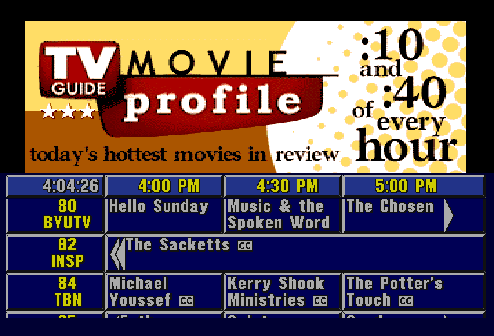 Emulated screenshot of the Prevue Guide Channel