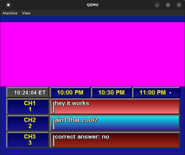 Screenshot of PC Prevue in QEMU